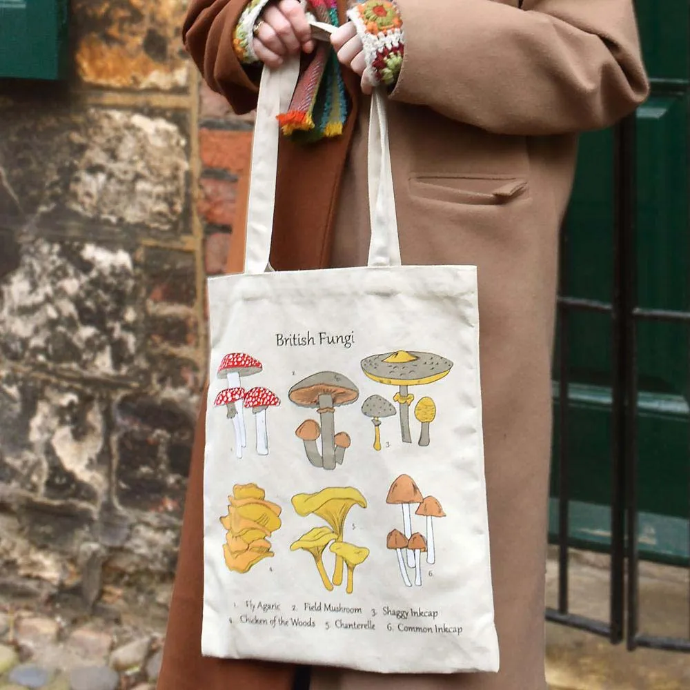 Recycled Cotton Tote Shopping Bag by Shared Earth - British Fungi