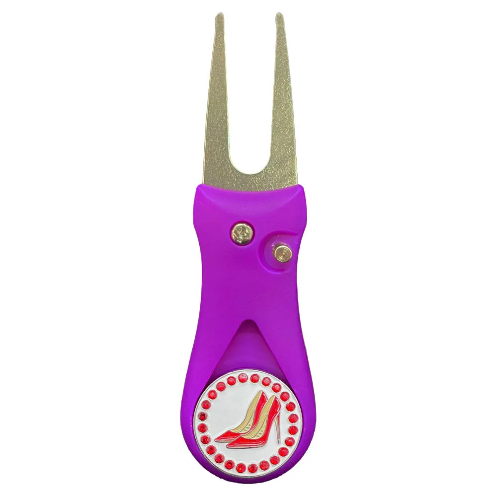 Red High Heels Golf Ball Marker With Colored Divot Repair Tool