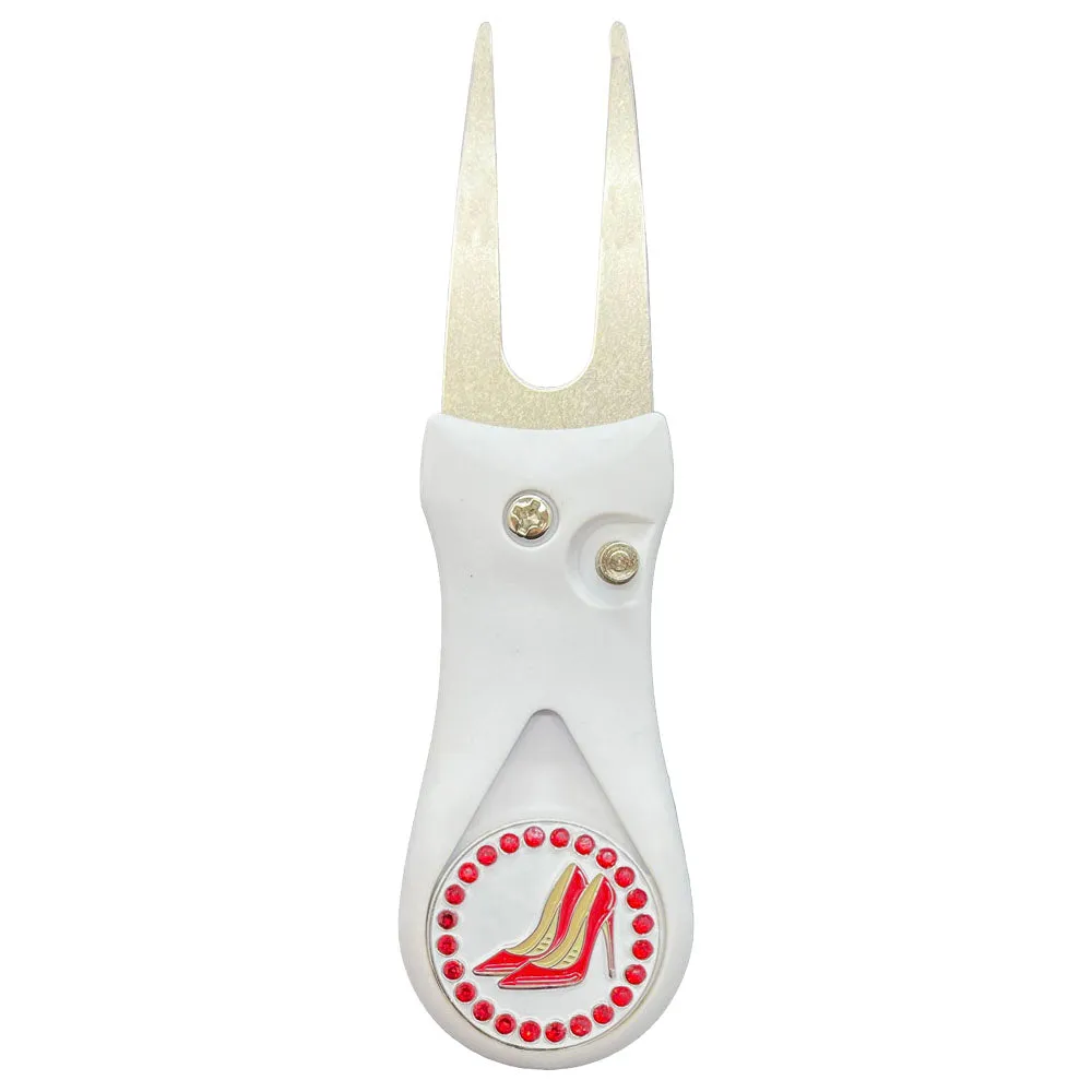 Red High Heels Golf Ball Marker With Colored Divot Repair Tool