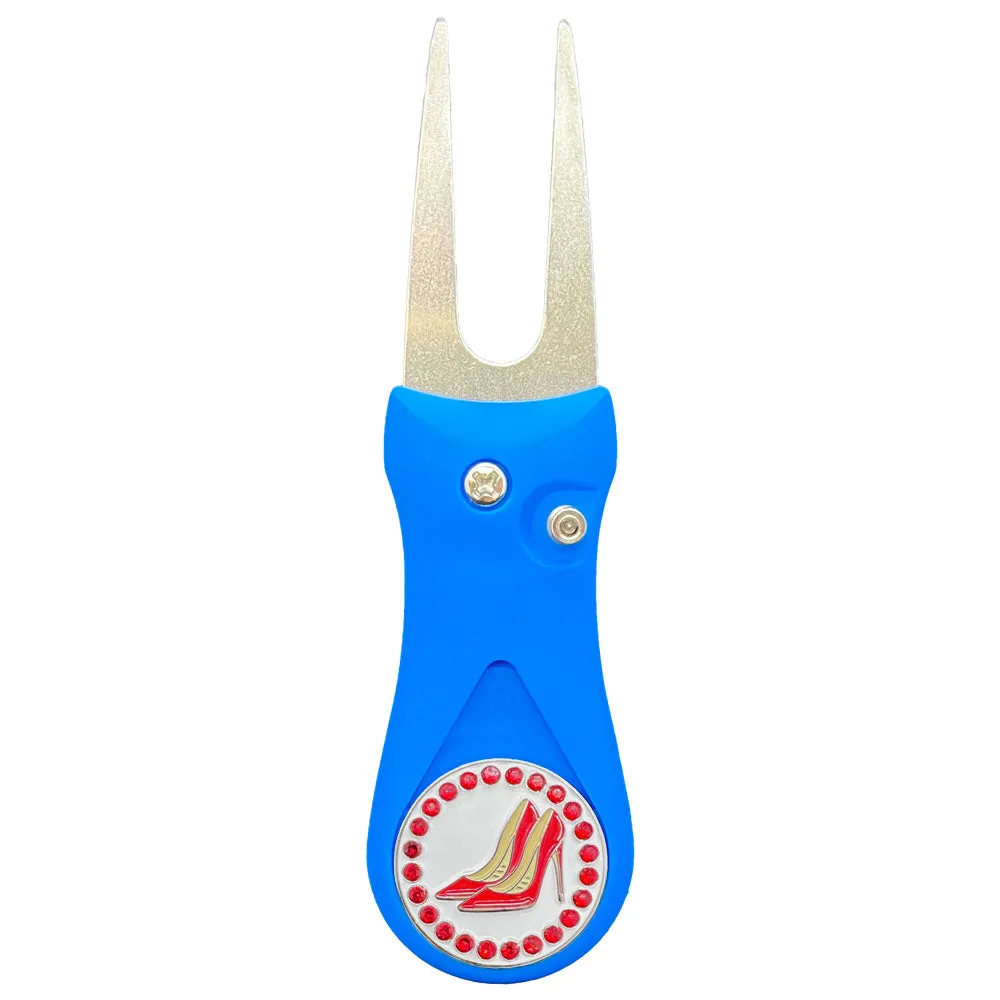 Red High Heels Golf Ball Marker With Colored Divot Repair Tool