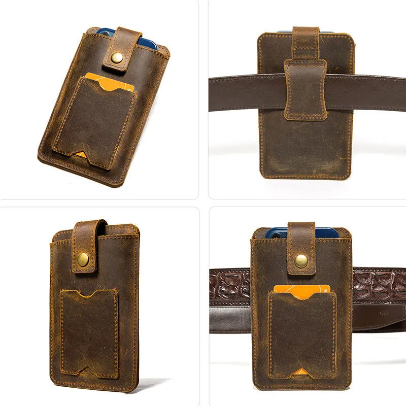 Retro Leather Handmade Phone Case Waist Bag