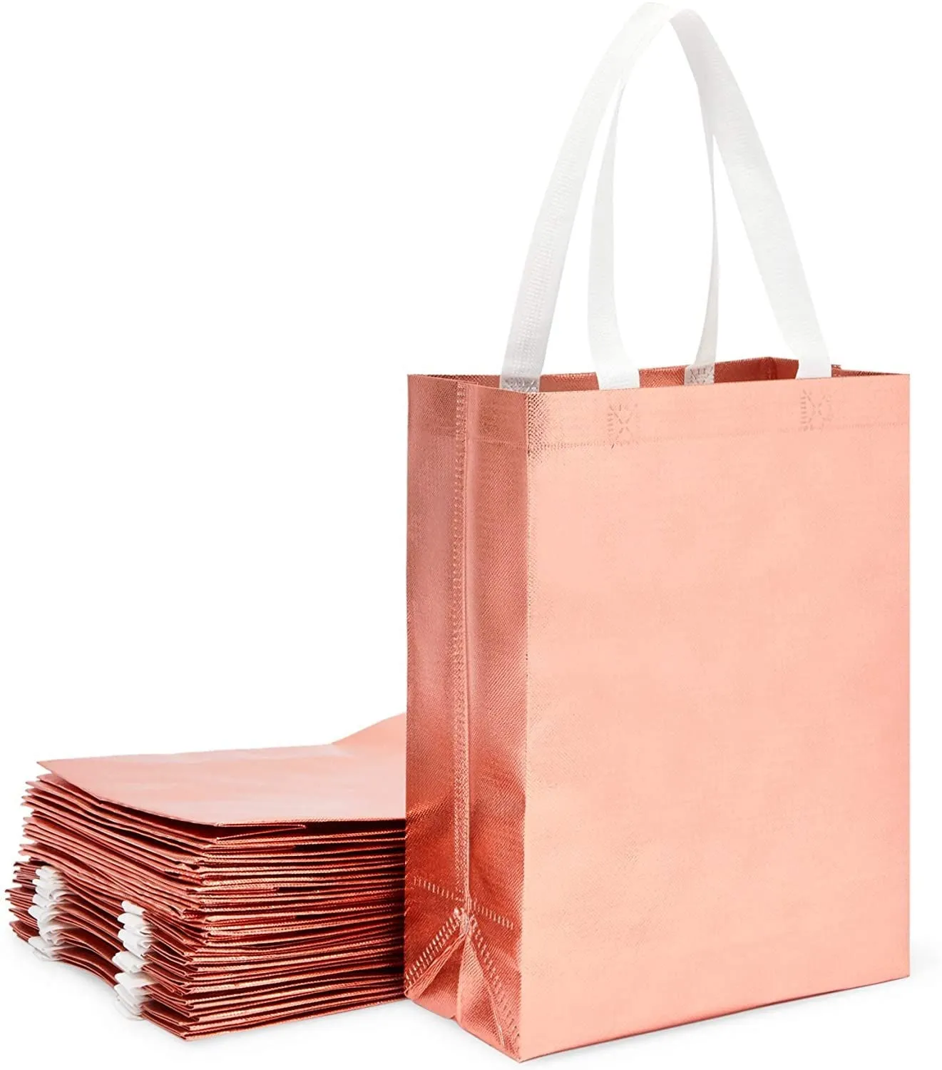 Reusable Grocery Tote Bag for Shopping (Large, Rose Gold, 20 Pack)