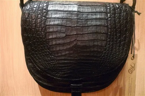 Rhonda Ochs "Lisa" Shoulder Bag - Black Alligator