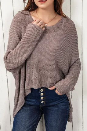 Round Neck High-Low Sweater