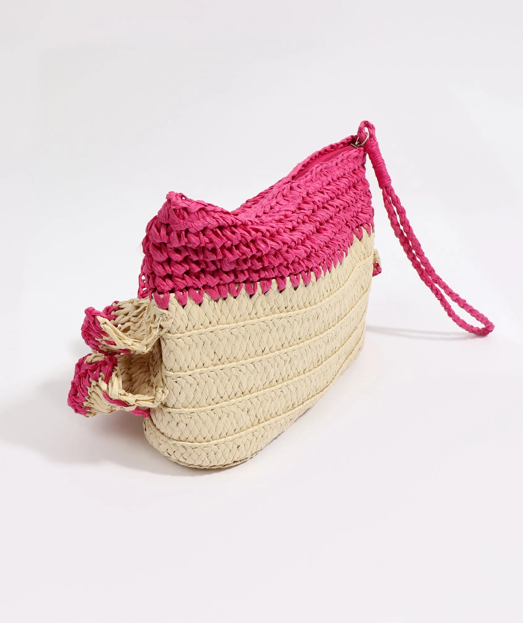 Saffira Clutch Bag - Sand/ Hot Pink