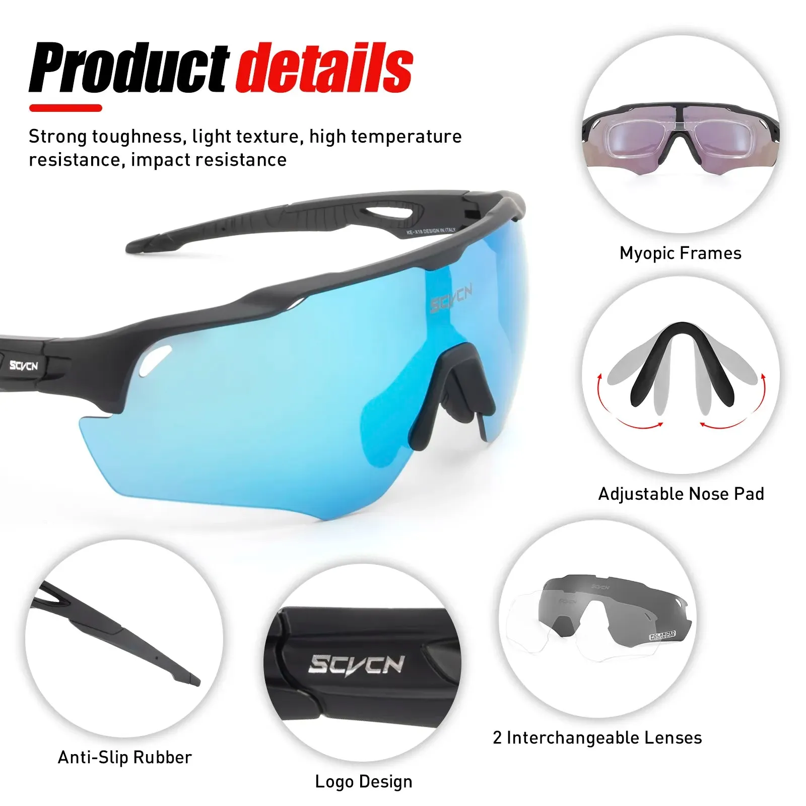 SCVCN Cycling Sunglasses Men‘s Women Mtb Bicycle Glasses UV400 Polarized Fishing Protection Eyewear Photochromic Bike Goggles