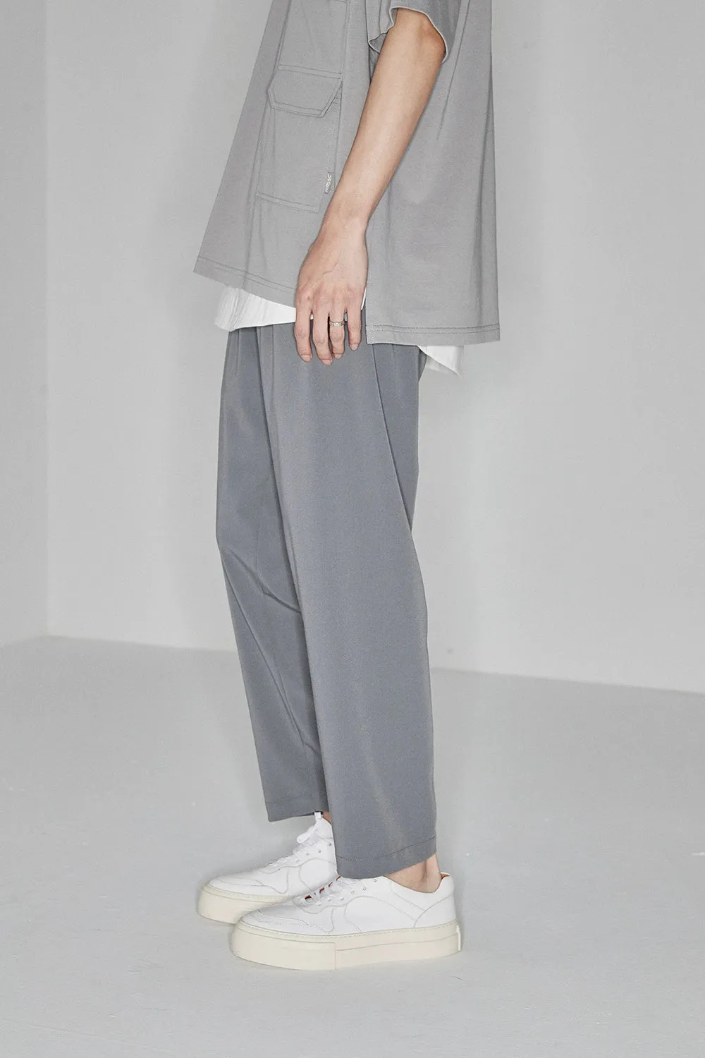 Side Seam-Free Elastic Waist Cropped Pants