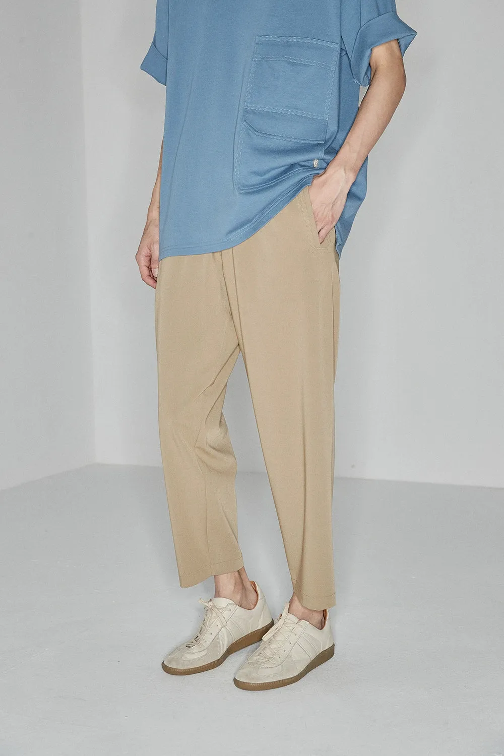 Side Seam-Free Elastic Waist Cropped Pants