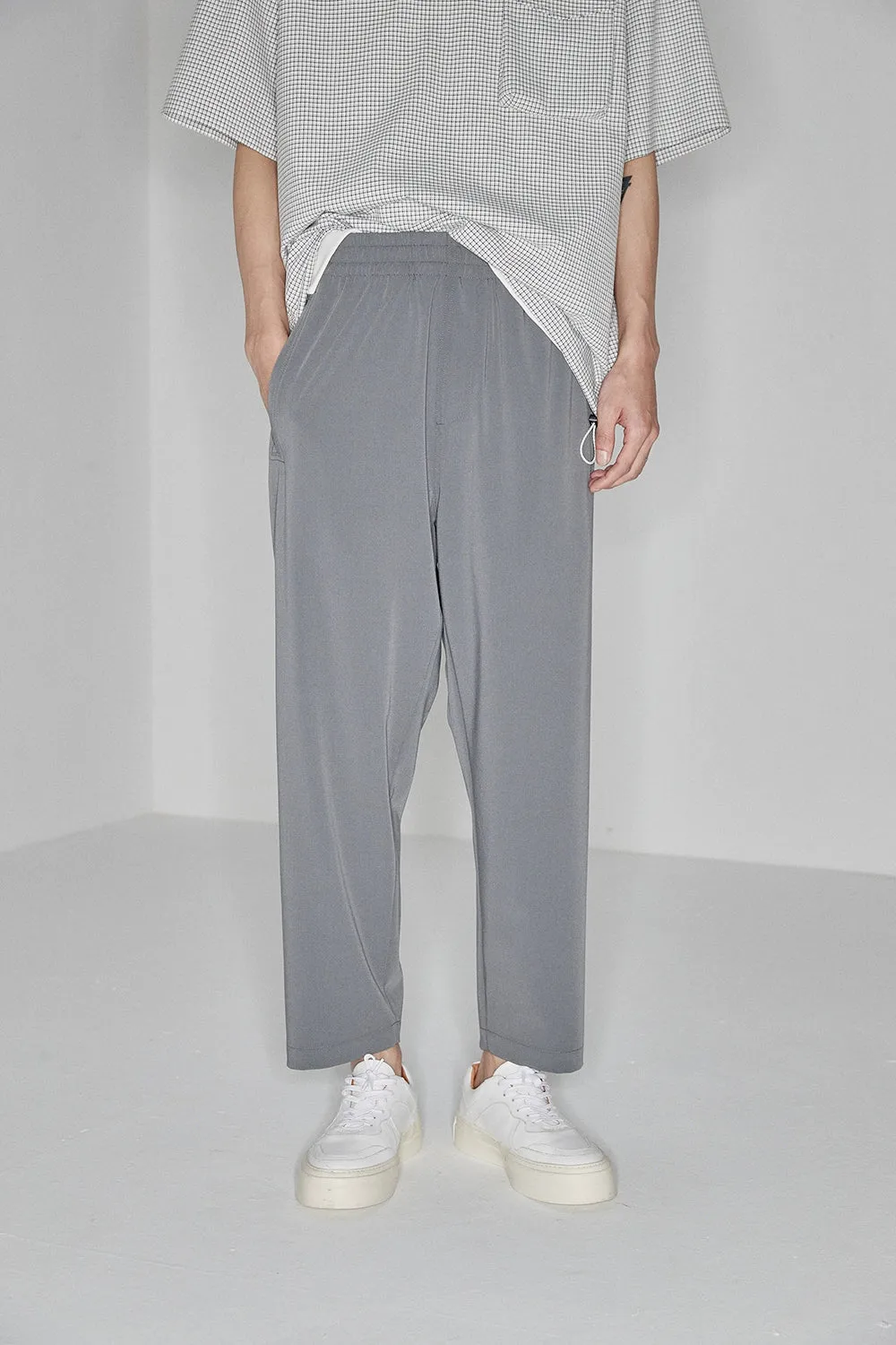 Side Seam-Free Elastic Waist Cropped Pants