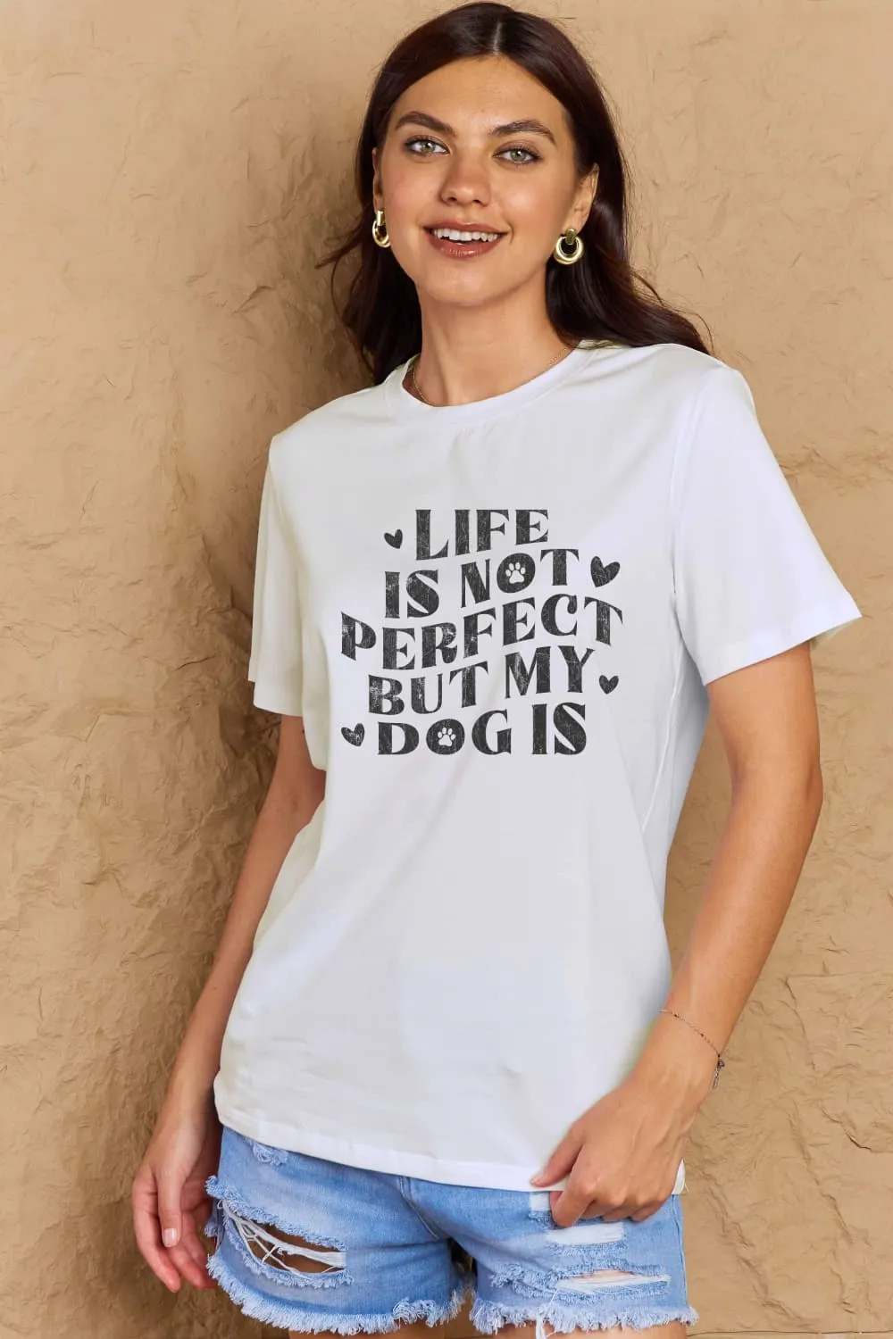 Simply Love Full Size Dog Slogan Graphic Cotton T-Shirt