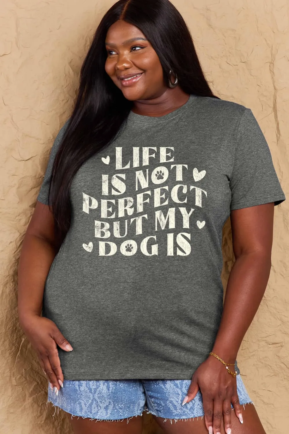 Simply Love Full Size Dog Slogan Graphic Cotton T-Shirt