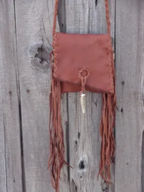 Small leather handbag , Crossbody leather phone bag , Fringed leather bag