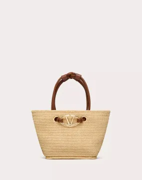 Small Valentino Garavani Escape Tote Bag In Raffia