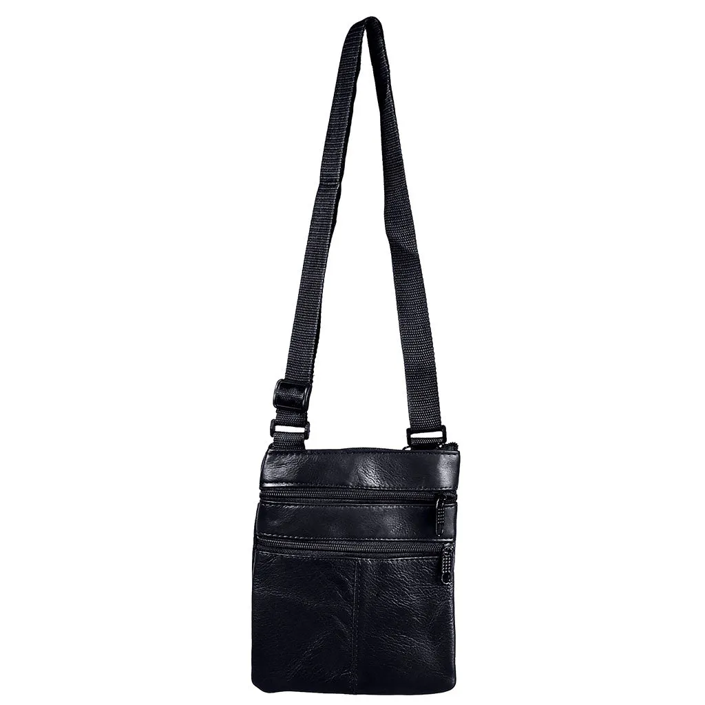 Stylish Leather Shoulder Bag Black Messenger Bag