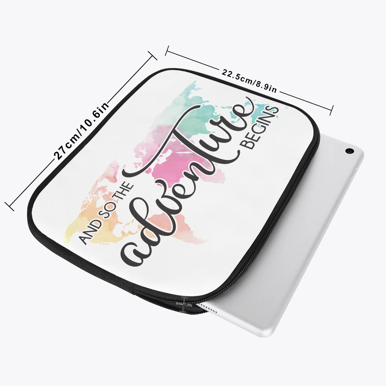 Tablet Sleeve  - Travel, and so the adventure begins, awd-635