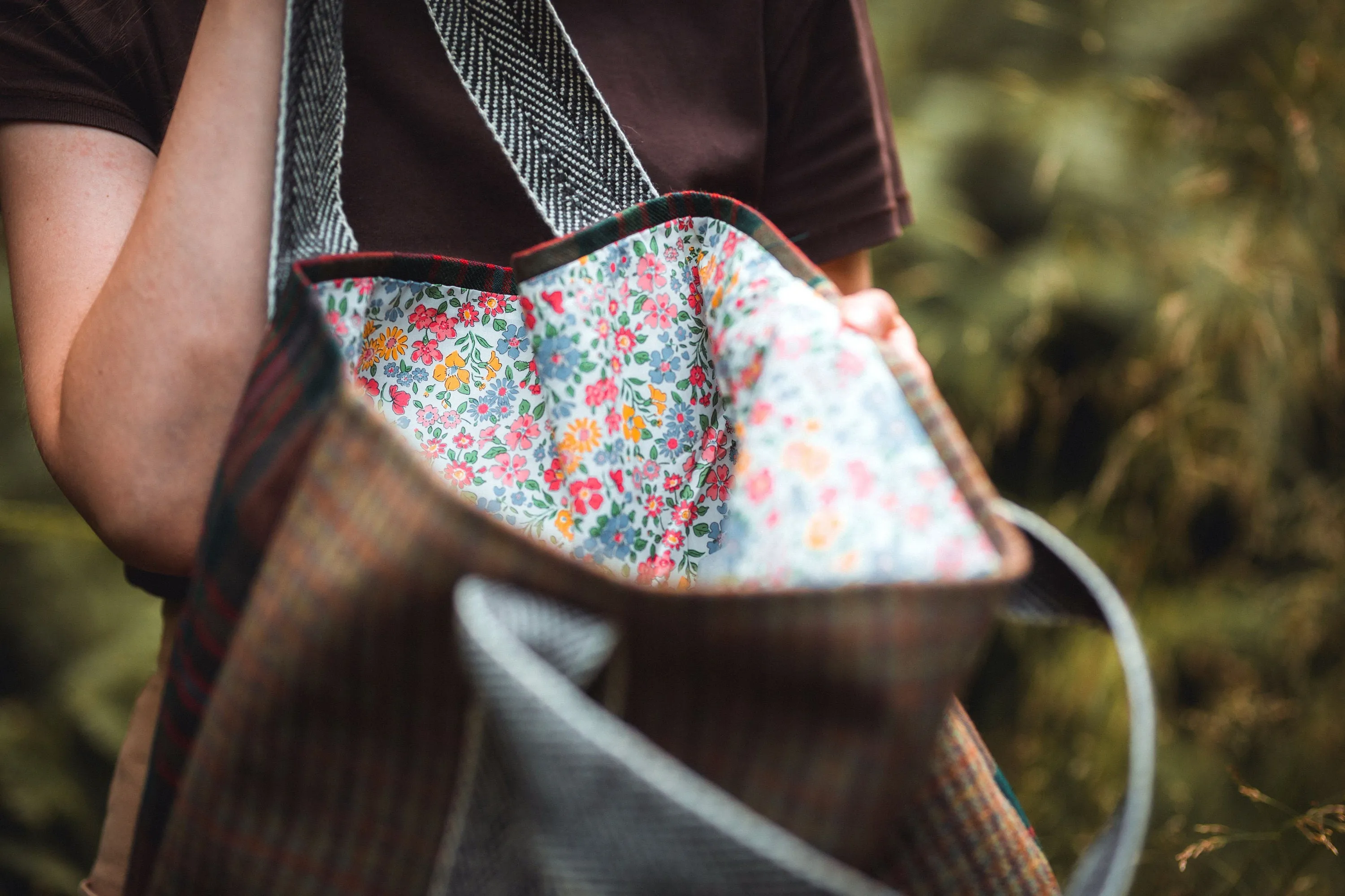 Teasel Oversized Scottish Wool Tote bag with Liberty Print Lining by LoullyMakes