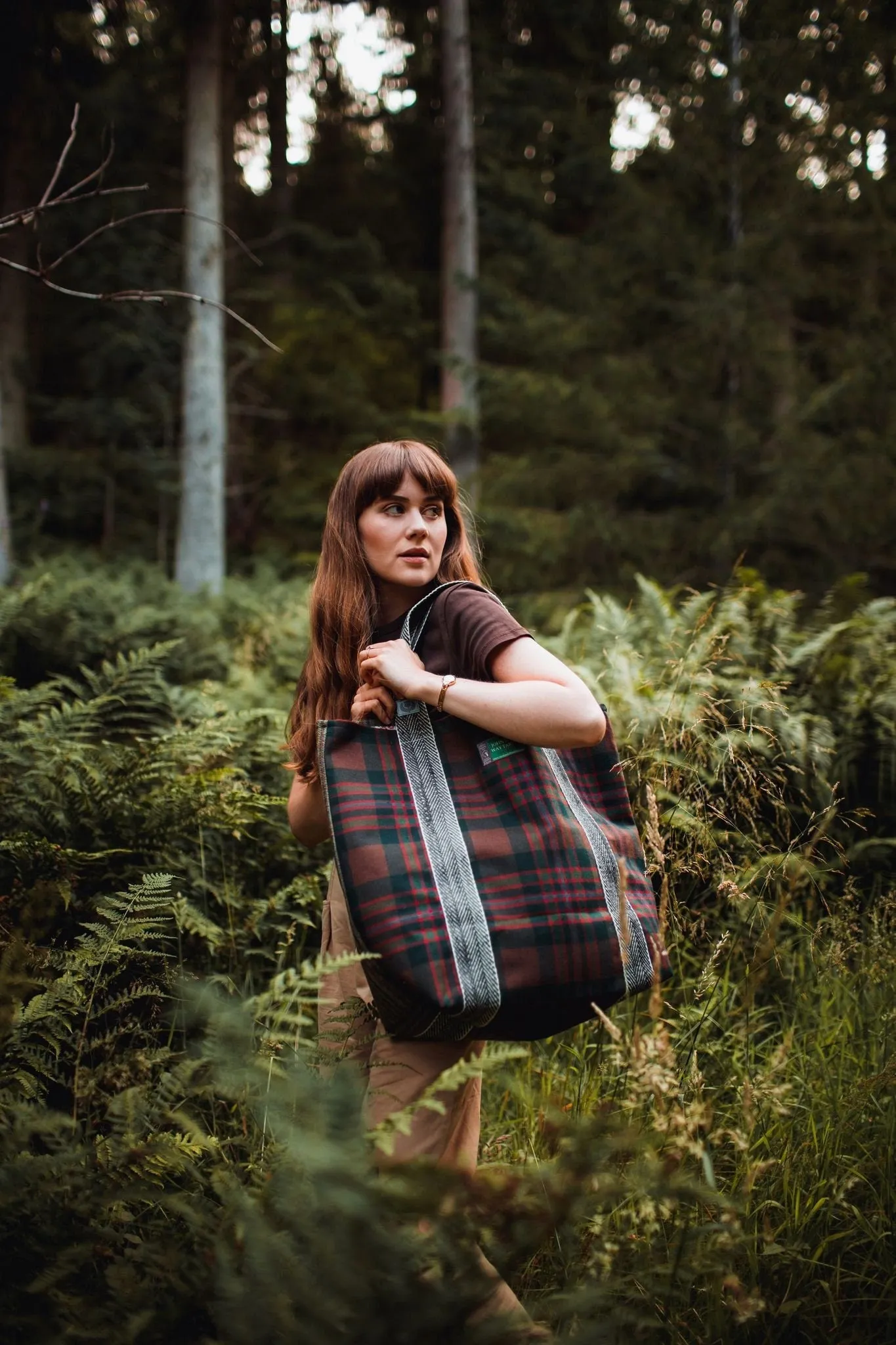 Teasel Oversized Scottish Wool Tote bag with Liberty Print Lining by LoullyMakes