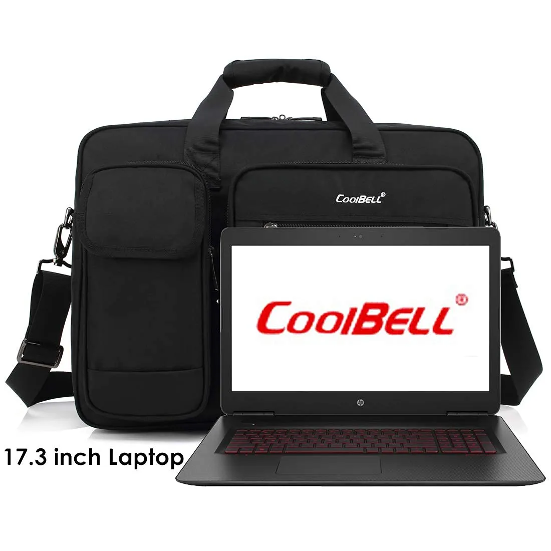 THE CLOWNFISH CoolBELL 17.3 Inch Nylon Laptop Messenger Bag (Black)