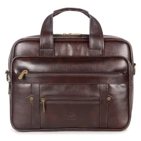 THE CLOWNFISH Faux Leather 12 inch Laptop Tablet Messenger Bag Briefcase (Dark Brown)