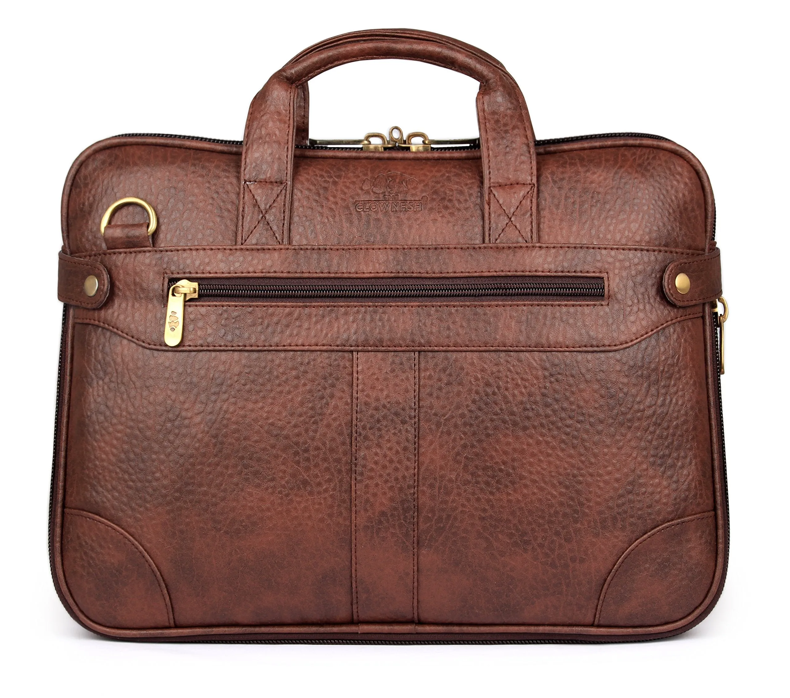 The Clownfish Royal Faux Leather Cinnamon 15.6 inch Laptop Briefcase