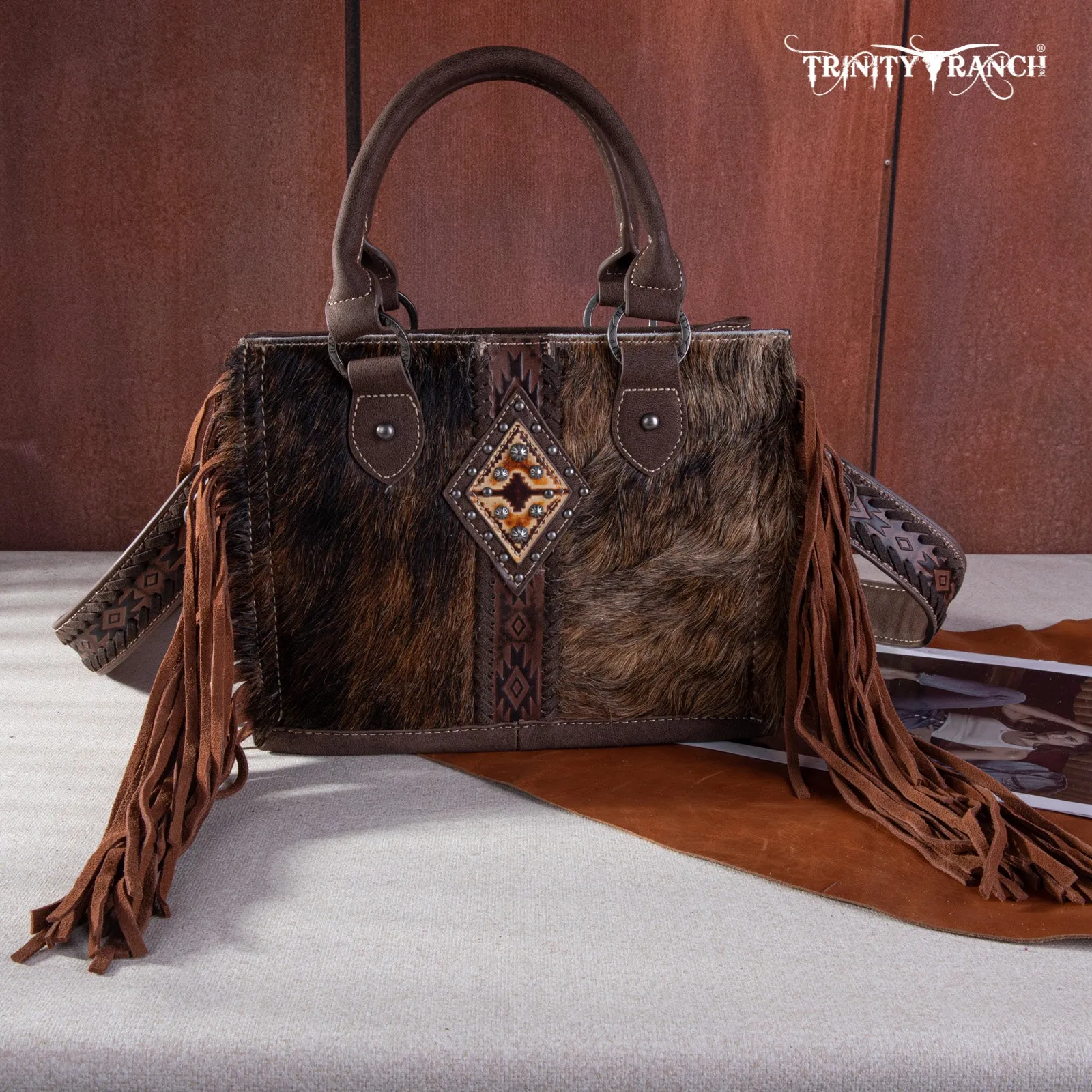 TR146-8120 Trinity Ranch Hair On Cowhide Tote/Crossbody