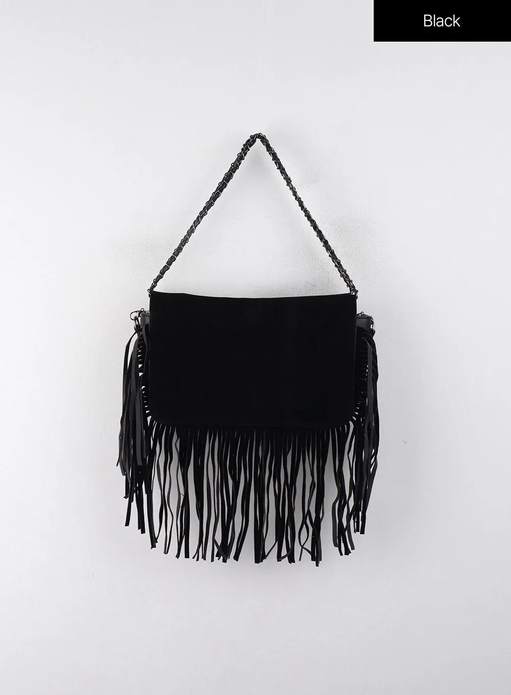 Two-Way Strap Fringe Suede Shoulder Bag CJ410