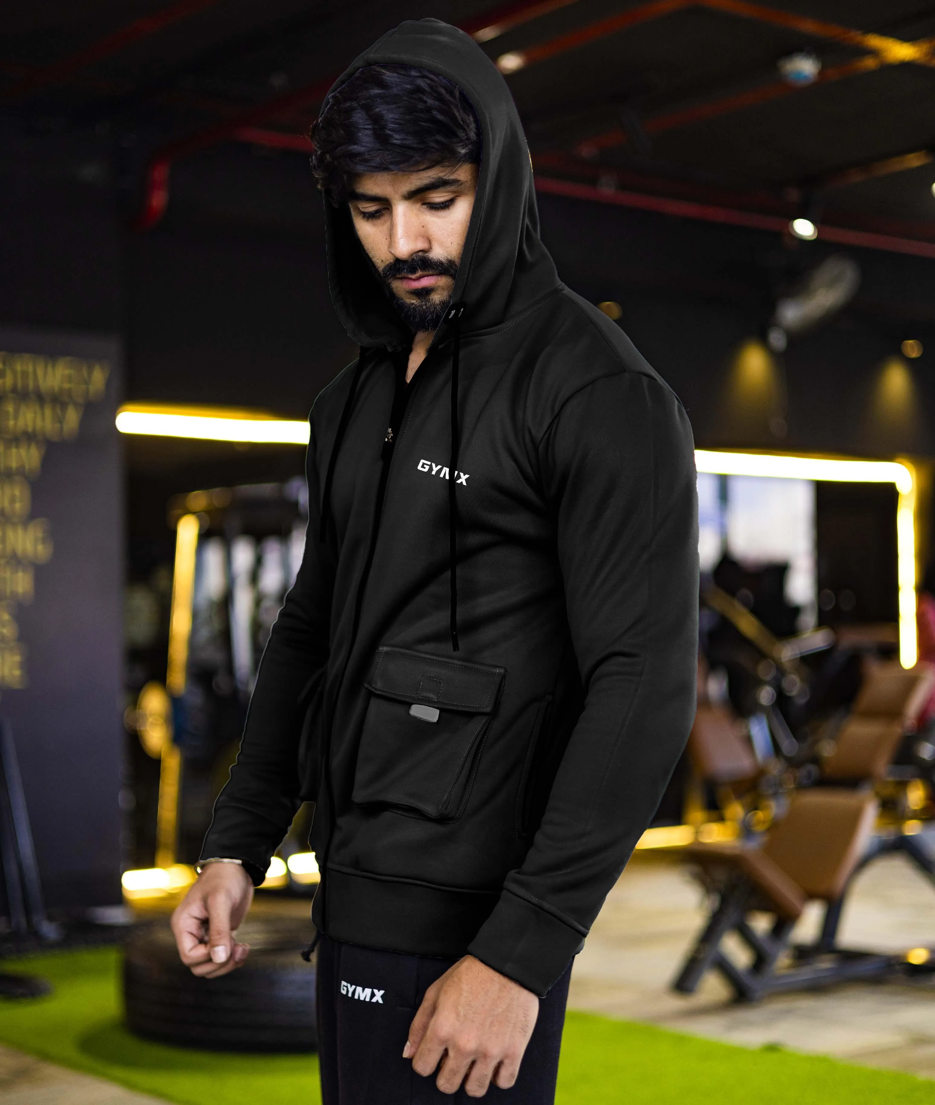 Ultimate Cargo Hoodie: Night Black (4 Pockets)