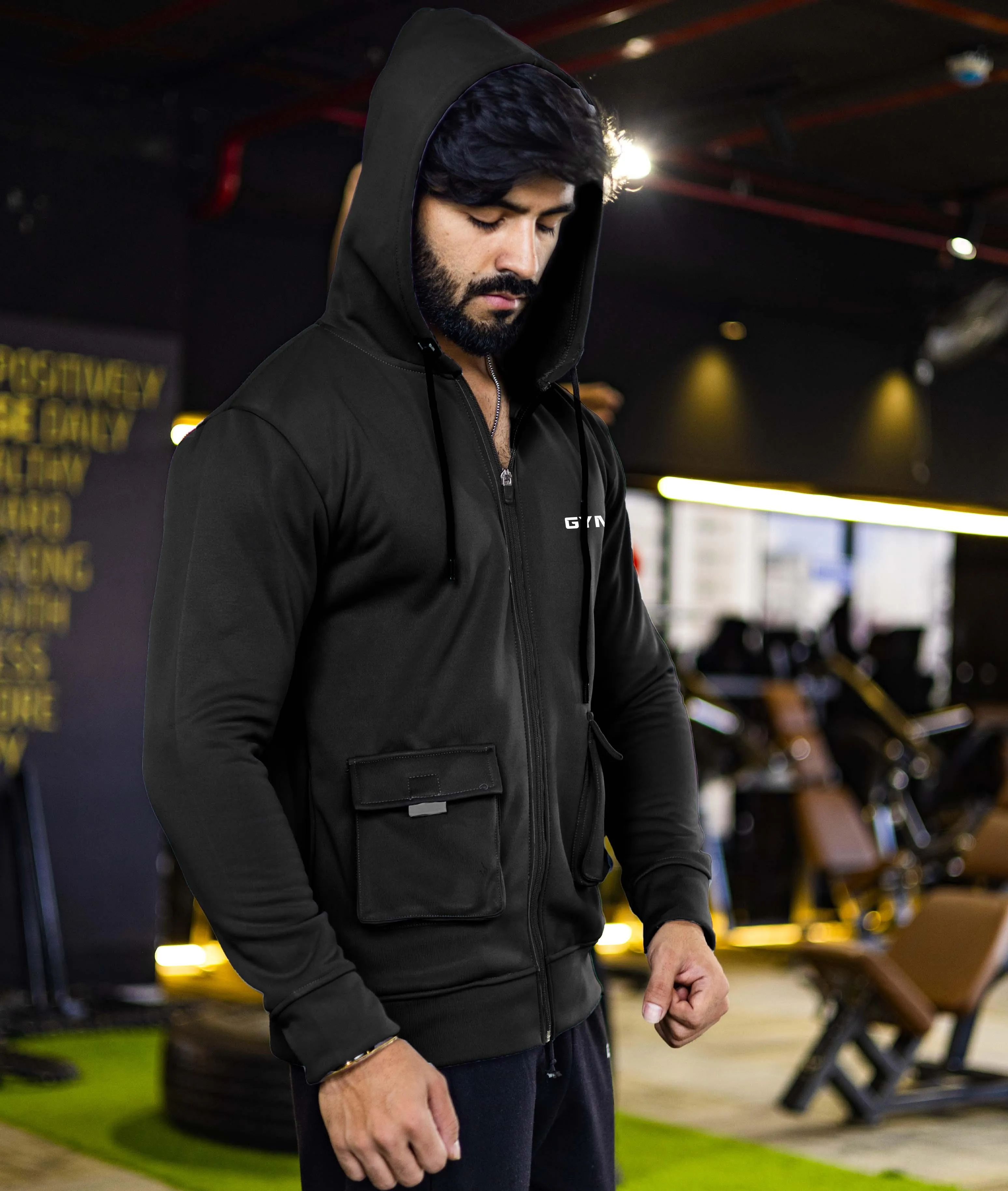 Ultimate Cargo Hoodie: Night Black (4 Pockets)