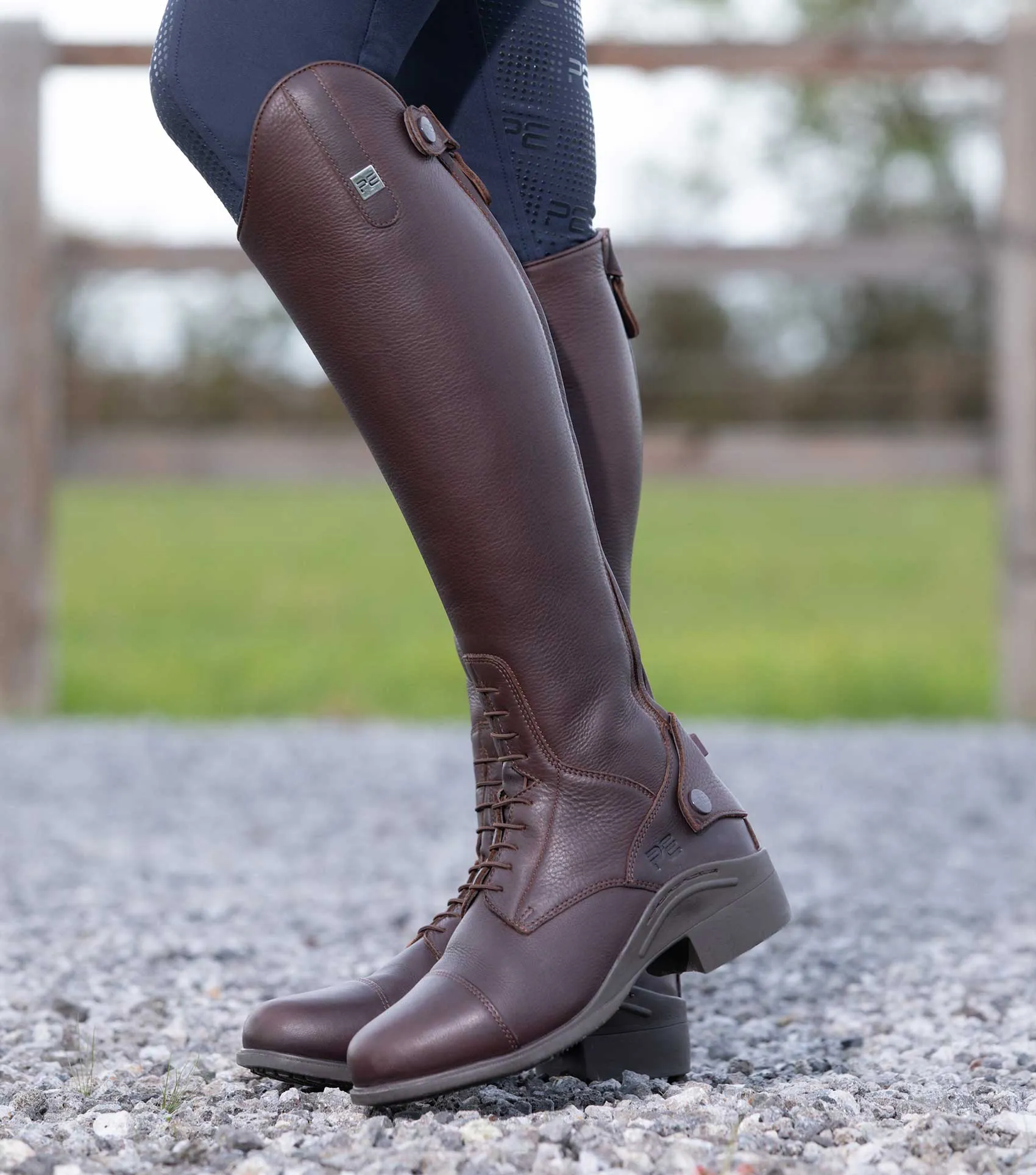 Vallardi Ladies Leather Field Tall Riding Boot Brown (Wide Calf)