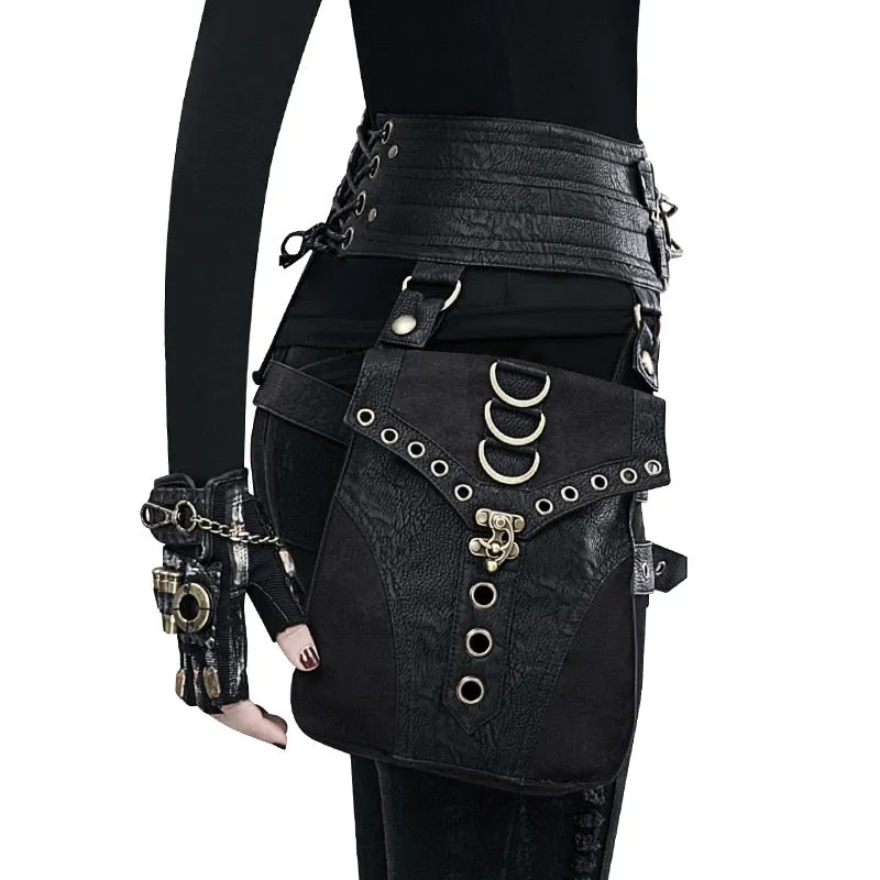 Vintage Steampunk Gothic Retro Cosplay Waist Leather Bag