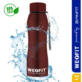 WErFIT Stainless Steel Water Bottle for Gym Park Cycling Yoga Office School Sports 900 ml Shaker  (Pack of 1, Red, Steel)