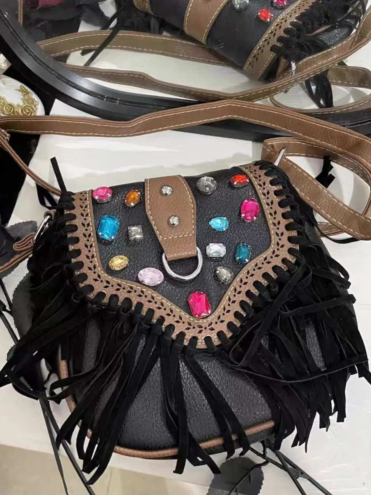 Western Story Fringe Crossbody Bag