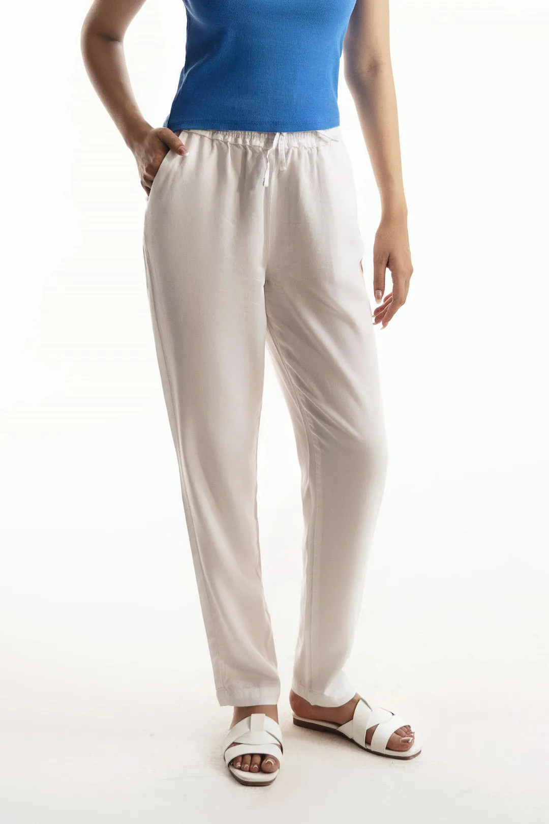 White Paper Bag Waist Trousers