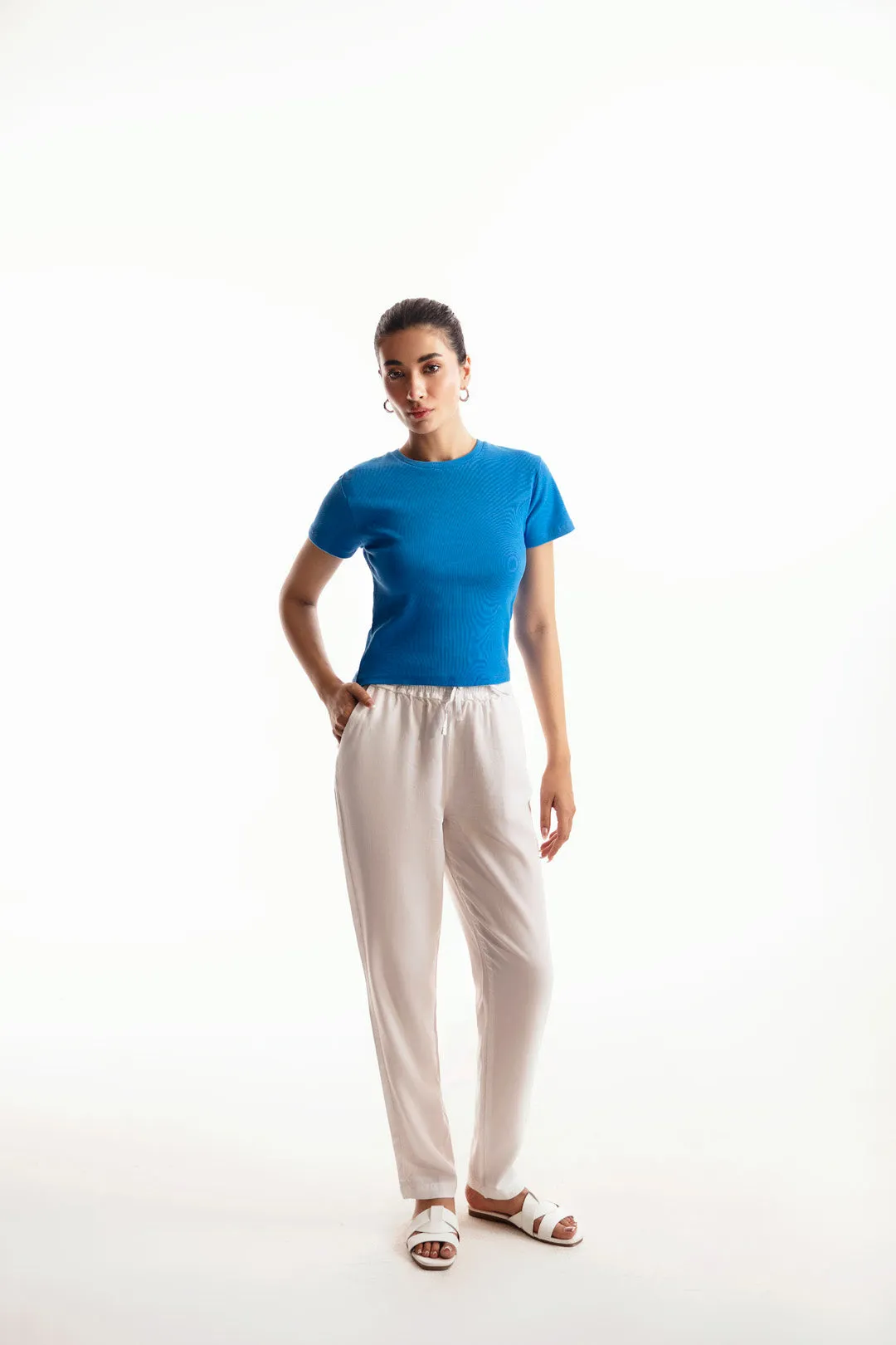 White Paper Bag Waist Trousers