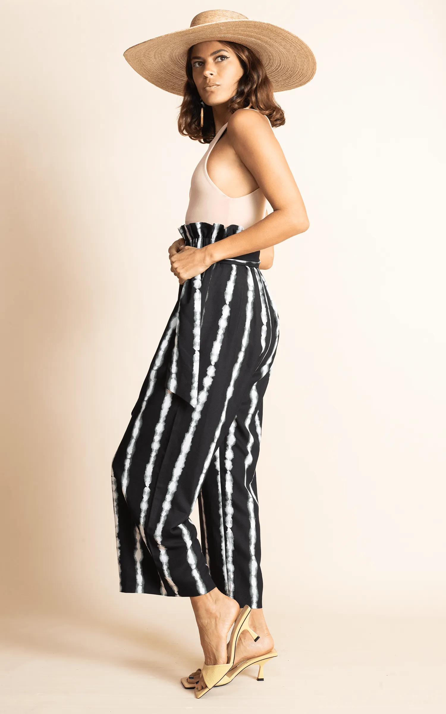 Winnie Trouser in Tie Dye Black and White Stripe