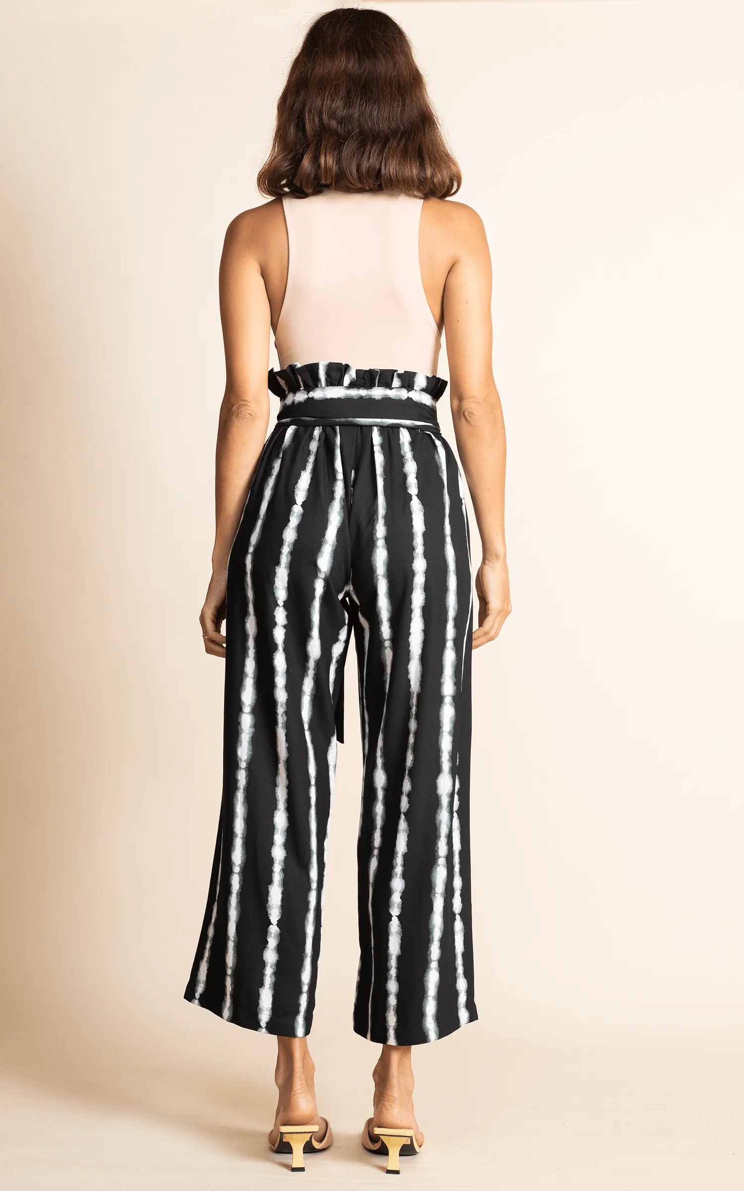 Winnie Trouser in Tie Dye Black and White Stripe