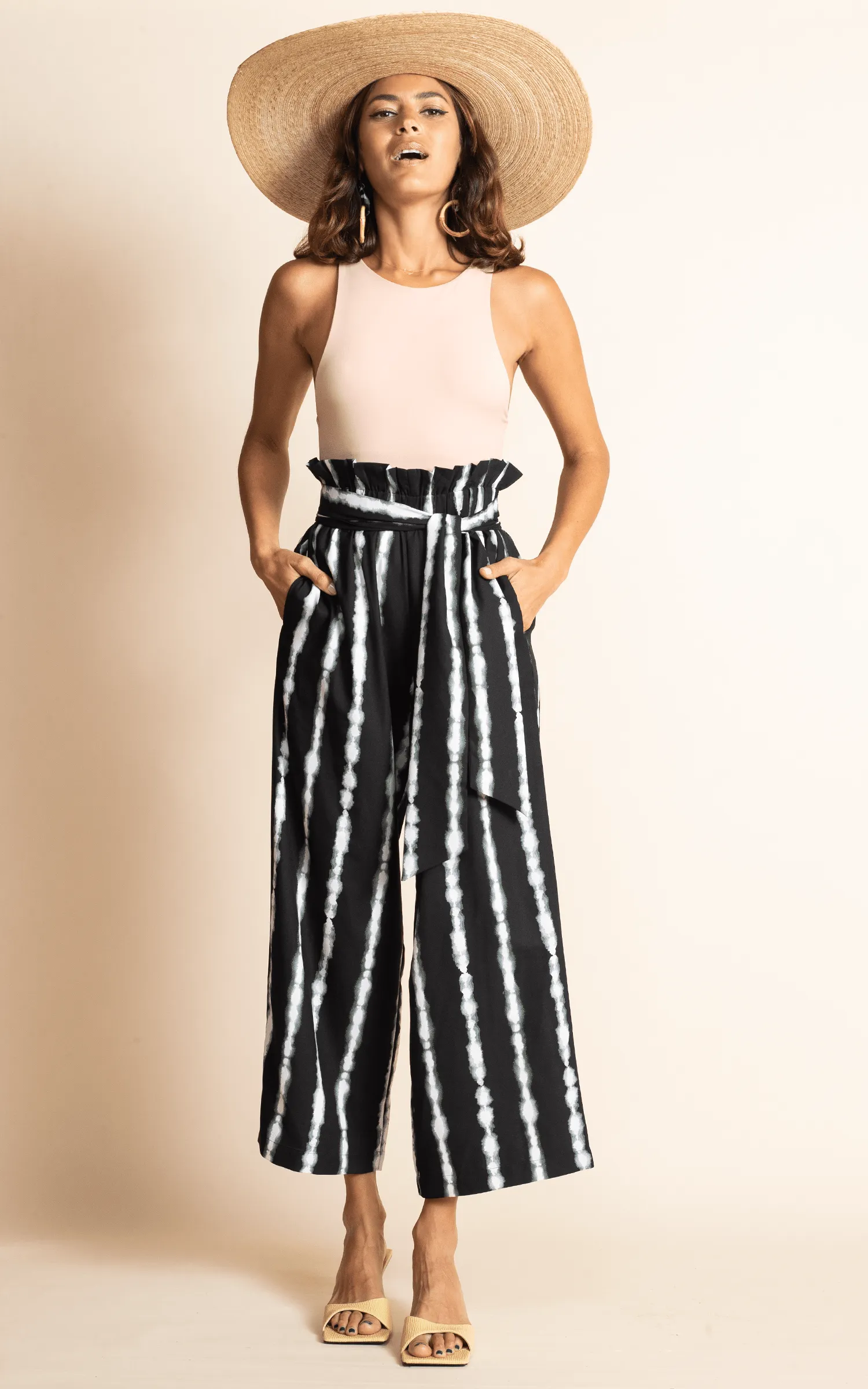 Winnie Trouser in Tie Dye Black and White Stripe