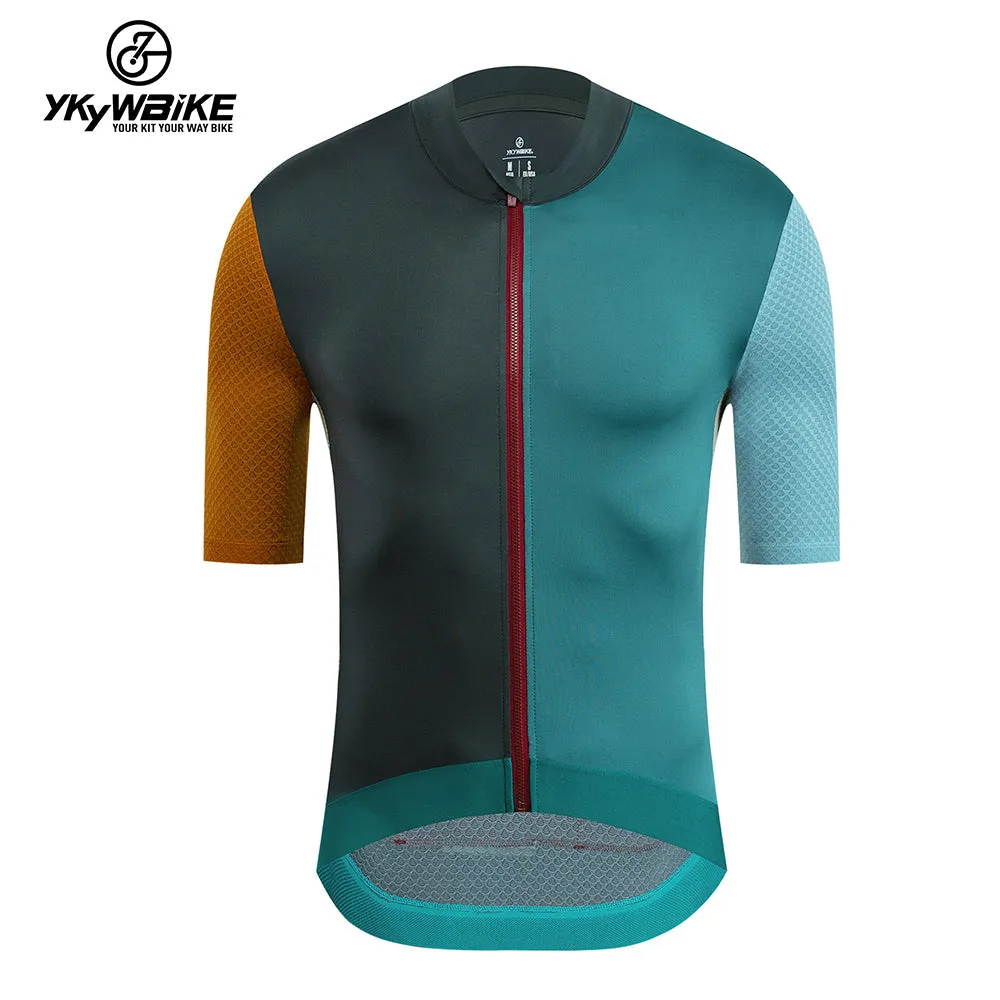 YKYW 2024 Men's New Cycling Jersey Moisture Wicking Quick Dry Multiple Color Combinations Colorblocking Light Blue Light Green