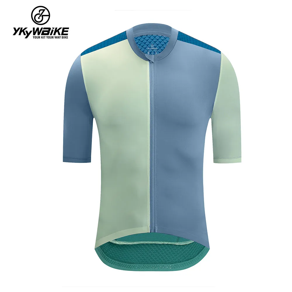 YKYW 2024 Men's New Cycling Jersey Moisture Wicking Quick Dry Multiple Color Combinations Colorblocking Light Blue Light Green