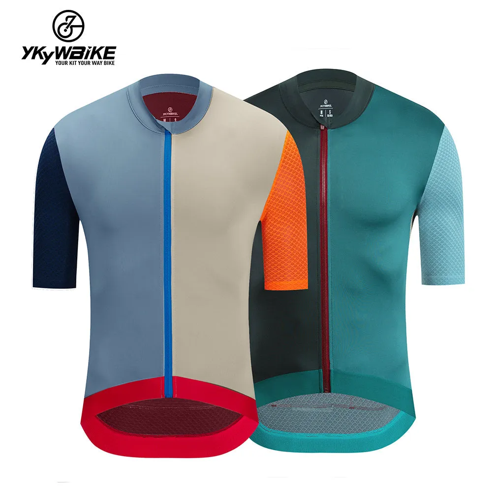 YKYW 2024 Men's New Cycling Jersey Moisture Wicking Quick Dry Multiple Color Combinations Colorblocking Light Blue Light Green